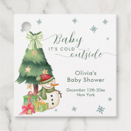 Green Modern Winter Snowman Baby Shower Gåvor Etiketter