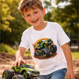 Green Monster Truck Off-Road Racing Illustration T Shirt