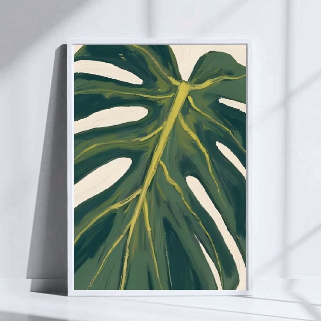 Green Monstera Leaf Botanical Plant Watercolor Poster (Skapare uppladdad)