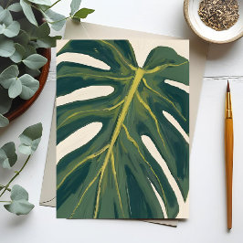 Green Monstera Leaf Botanical Plant Watercolor Vykort