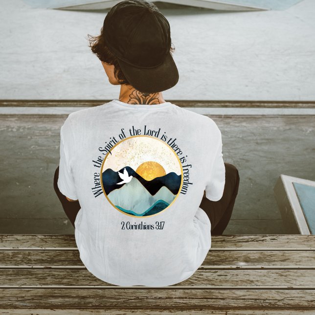 Green mountains freedom bible scripture t shirt (Skapare uppladdad)