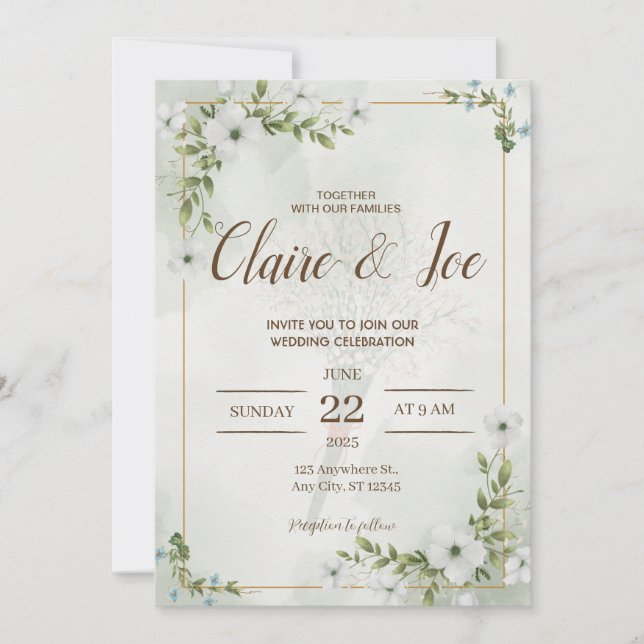 Green Natural Wedding Invitation Inbjudningar (Framsida)