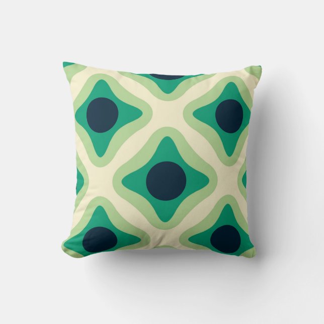  Green & Navy Geometric Patter Throw Pillow Kudde (Framsida)