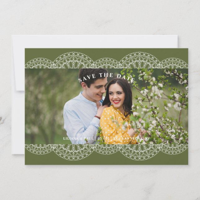 Green Nice Lace Effect Romantic Couple Photo  (Framsida)