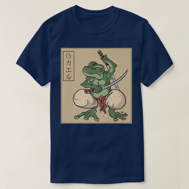 Green Ninja Frog  Samurai  T Shirt (Design framsida)