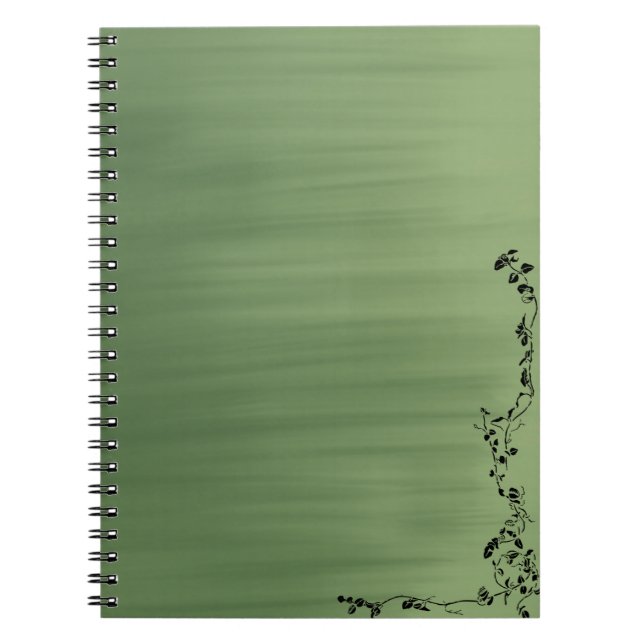Green Notebook with Floral Accent – Stylish Journa Anteckningsbok (Framsidan)