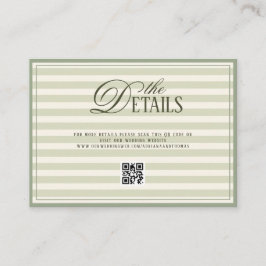 Green Old Money Wedding QR code Details Tilläggskort