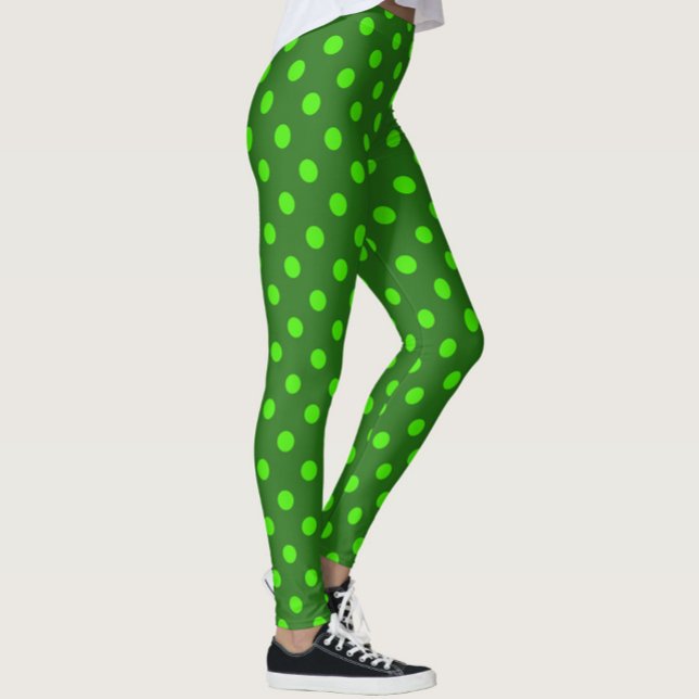 Green On Dark Green Polka Dots Pattern Design  Leggings (Skapare uppladdad)