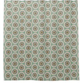 Green Orange And Blue Boho Chic Circle Pattern