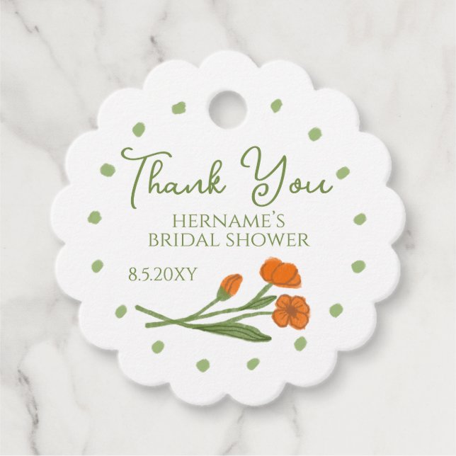 Green Orange Floral Garden Whimsical 02 Gåvor Etiketter (Framsida)