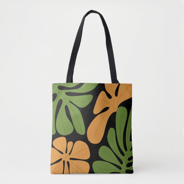 Green & Orange Modern Abstract Floral Tygkasse (Framsida)
