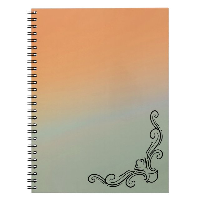 Green & Orange Ombre Notebook with Black Accent Anteckningsbok (Framsidan)
