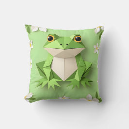Green Origami Frog Kudde