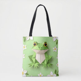 Green Origami Frog Tote Bag – Cute Nature-Inspired Tygkasse