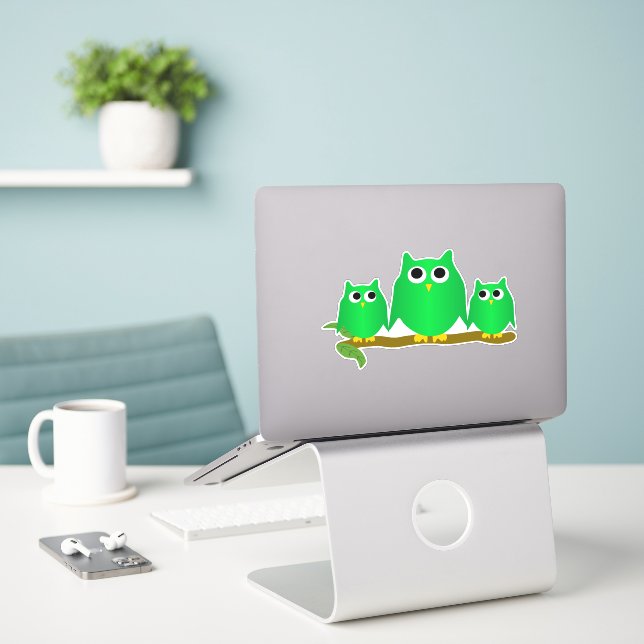 Green Owls Design Klistermärken (Laptop På Skrivbordet)