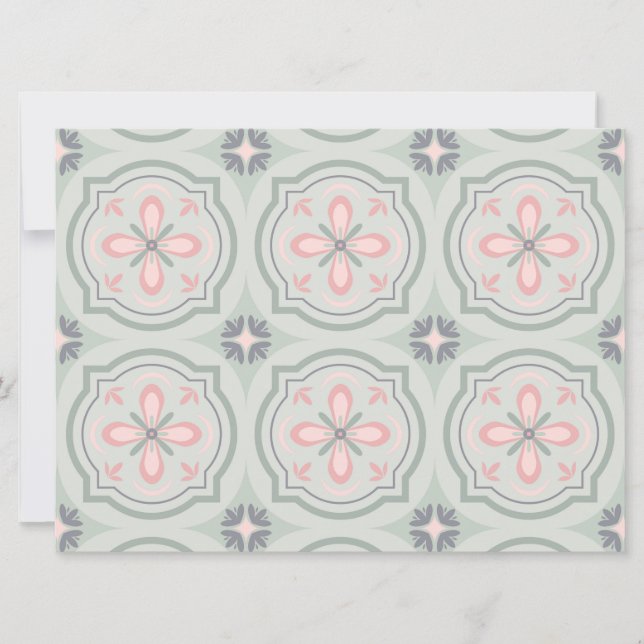 Green Pastel Floral Tiles Meddelande (Framsida)