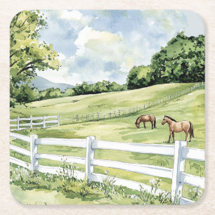 Green Pastures Ranch Hästar Underlägg Papper Kvadrat