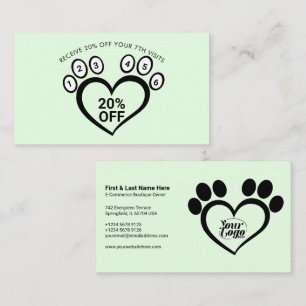 Green Paw Husdjur Grooming Veterinär Loajalitet Visitkort