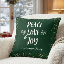 Green Peace Love Joy Citat Modern Typografi Namn Kudde