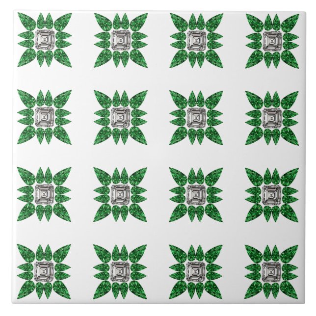 Green Pear shaped Diamond Pattern Kakelplatta (Framsidan)