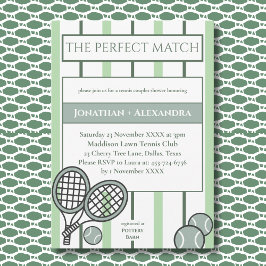 Green Perfect Match Tennis Couples Bridal Shower Inbjudningar