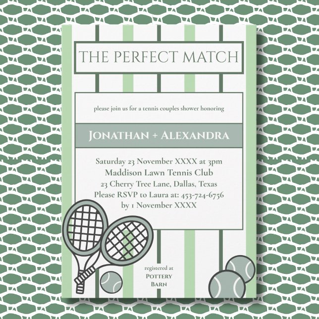 Green Perfect Match Tennis Couples Bridal Shower Inbjudningar (Skapare uppladdad)