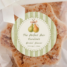 Green Perfect Pair Pear Bridal Shower Sticker Runt Klistermärke