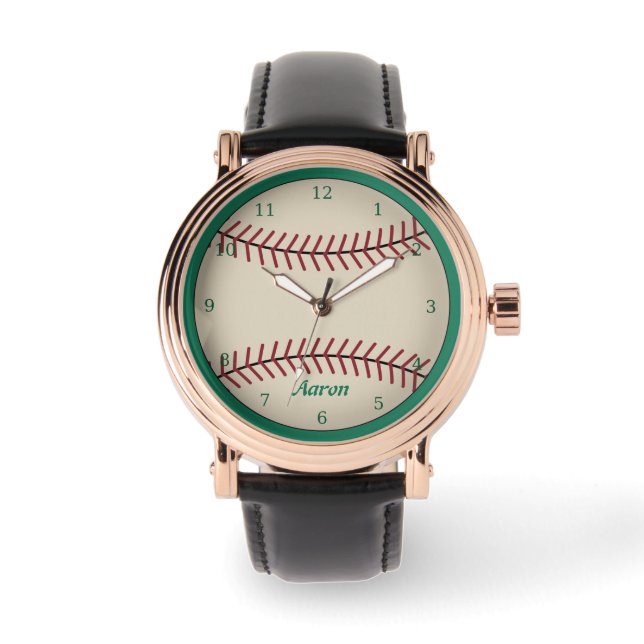 Green Personalized Classic Baseball Watch Armbandsur (Framsida)