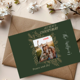 Green personalized family photo name helg vykort
