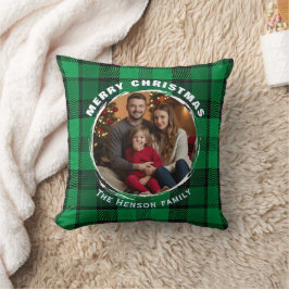 Green Personalized Family Photo Plaid Pattern  Kudde