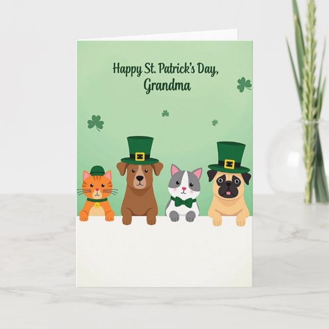 Green Pet Parade Grandma Card Kort (Framsida)