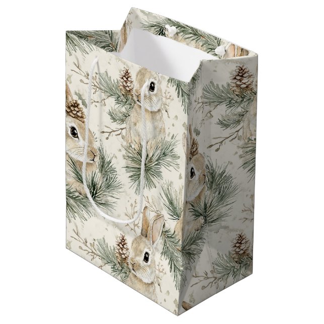 Green Pine Cones Bunny Rabbits Christmas (Framsidan Vinklad)