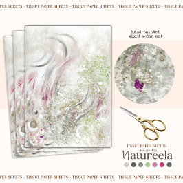 Green Pink Abstract Design Decoupage Tissue Paper