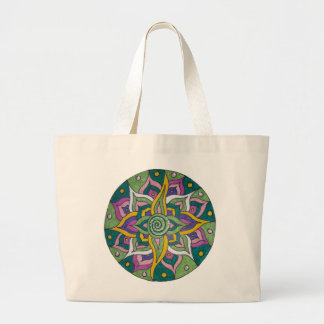 Green/Pink Lotus Mandala Tote Bag Jumbo Tygkasse