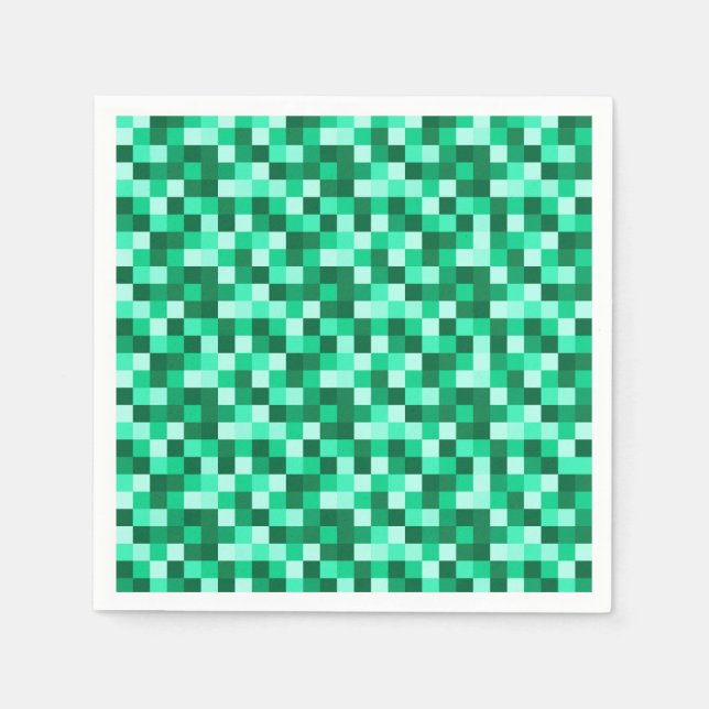 Green Pixels Minecraft Birthday Paper Napkins Pappersservett (Framsidan)