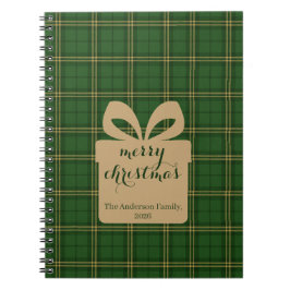 Green Plaid Christmas Festive Pattern - Anteckningsbok
