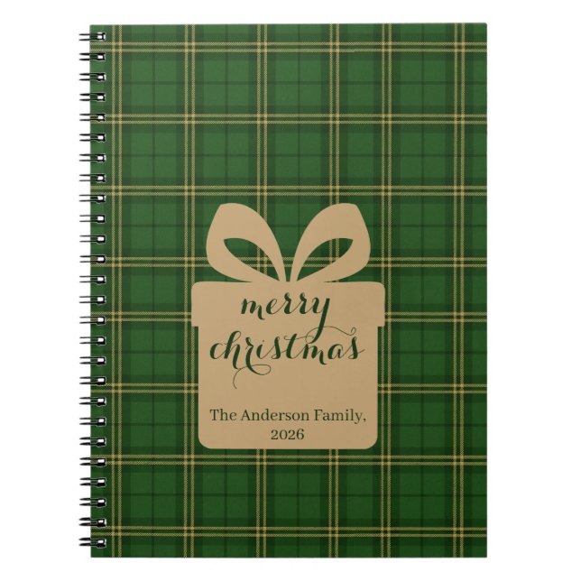 Green Plaid Christmas Festive Pattern -  Anteckningsbok (Framsidan)