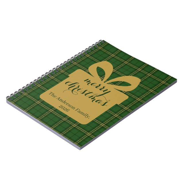 Green Plaid Christmas Festive Pattern -  Anteckningsbok (Vänstra Sidan)