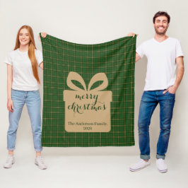 Green Plaid Christmas Festive Pattern - Fleecefilt