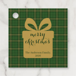 Green Plaid Christmas Festive Pattern - Gåvor Etiketter