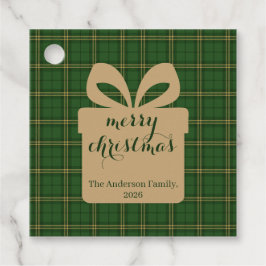 Green Plaid Christmas Festive Pattern - Gåvor Etiketter