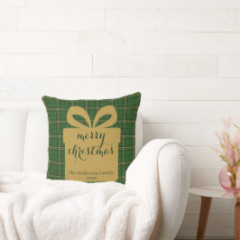 Green Plaid Christmas Festive Pattern - Kudde