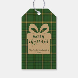 Green Plaid Christmas Festive Pattern - Presentetikett