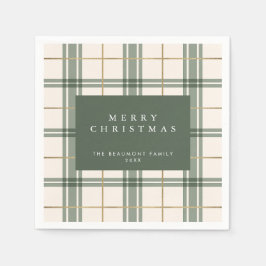 Green Plaid Christmas Paper Napkins Pappersservett