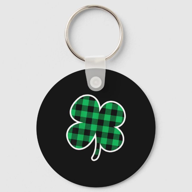Green Plaid Clover St Patricks Day Women Shamrock  Nyckelring (Framsida)