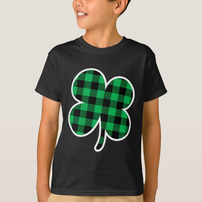 Green Plaid Clover St Patricks Day Women Shamrock  T Shirt (Framsida)