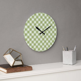  Green Plaid Pattern Wall clock Stor Klocka