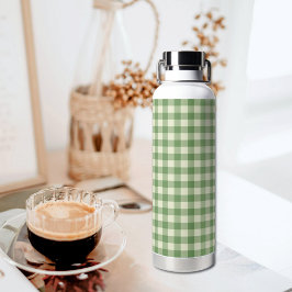  Green Plaid Pattern Water Bottle