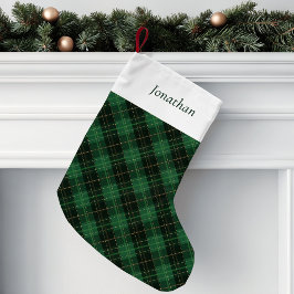Green Plaid Personalized  Liten Julstrumpa