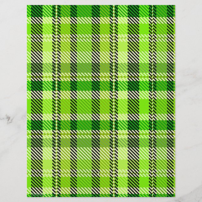 Green Plaid Scrapbook Paper 2-Sided Page (Baksida)
